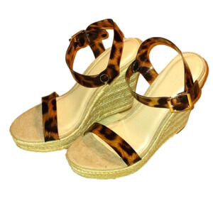𝅺JUSTFAB Leopard print Wedges Size 7 NIB